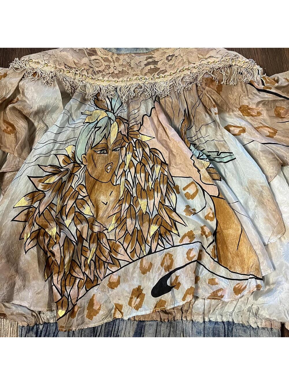 Michele Pour Maick Harold Paris Designer fairy-core vintage lace bomber - Picture 4 of 5